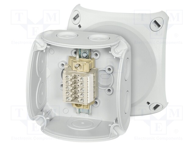 Enclosure: junction box; IP66; with terminals; grey