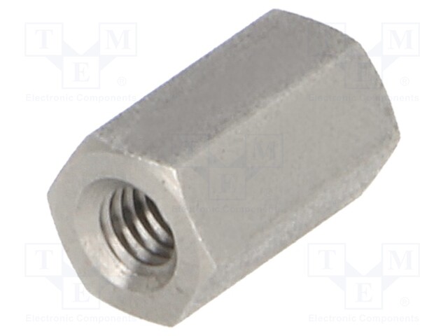 Screwed spacer sleeve; Int.thread: M4; 12mm; hexagonal