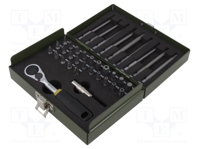 Kit: screwdriver bits; Kit: rattle,screwdriver bits; bag; 36pcs.