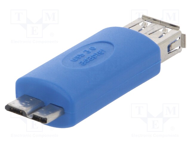 Adapter; USB 3.0; USB A socket,USB B micro plug; nickel plated