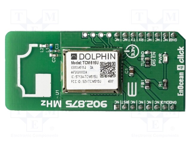 Click board; RF transceiver; UART; TCM515U; mikroBUS connector