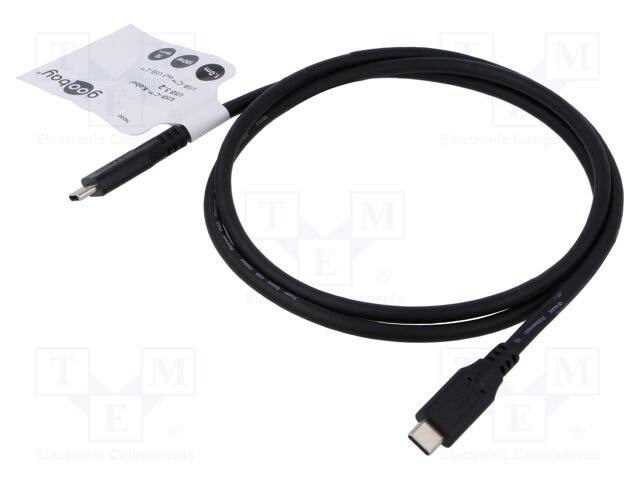 Cable; USB 3.2; USB C plug,both sides; 1m; black; Support: 4K; PVC