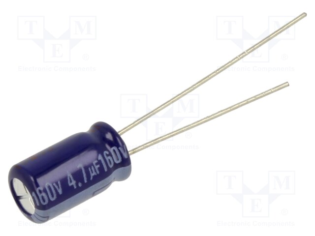 Electrolytic Capacitor, 4.7 µF, 160 V, ± 20%, Radial Leaded, 2000 hours @ 85°C