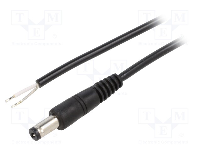 Cable; wires,DC 5,5/1,7 plug; straight; 0.5mm2; black; 1.5m