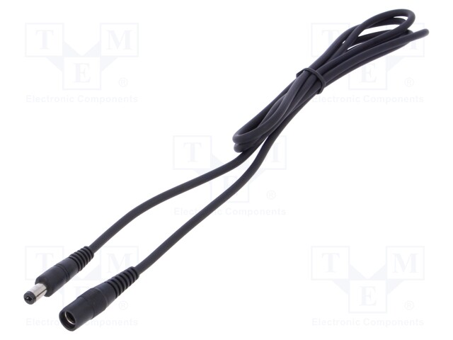 Cable; DC 5,5/2,1 plug,DC 5,5/2,1 socket; straight; 1mm2; black