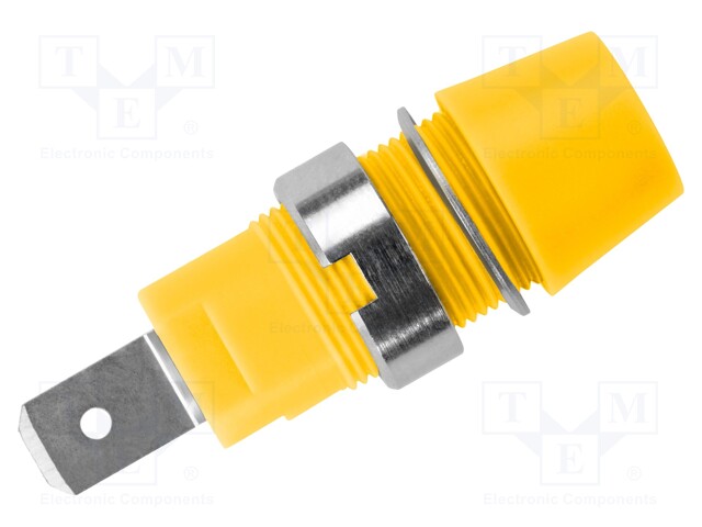 Socket; 4mm banana; 32A; 1kVDC; yellow; nickel plated; screw; 41mm