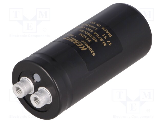 Capacitor: electrolytic; 62000uF; 25VDC; Leads: screw; ESR: 25mΩ