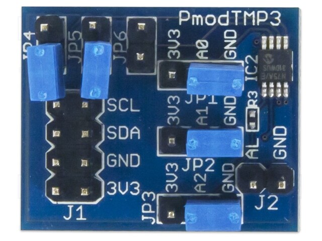 Pmod module; temperature sensor; I2C; TCN75; Accur: ±1,0°C