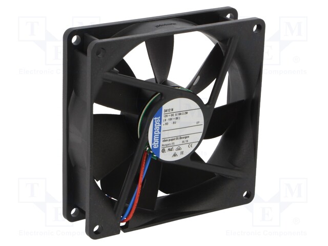 Fan: DC; axial; 92x92x25mm; 84m3/h; 32dBA; ball bearing; 2700rpm