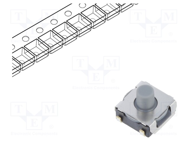 Microswitch TACT; SPST-NO; Pos: 2; 0.05A/12VDC; SMT; none; 1.96N