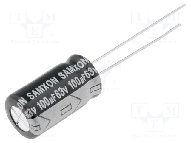 Capacitor: electrolytic; low impedance; THT; 100uF; 63VDC; Ø8x16mm