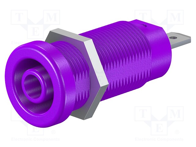 Socket; 4mm banana; 24A; 1kV; violet; nickel plated; on panel