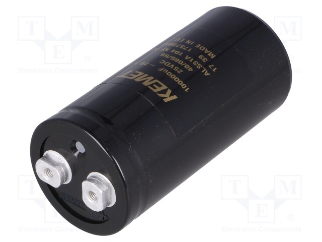 Capacitor: electrolytic; 100000uF; 25VDC; Leads: screw; ESR: 9mΩ