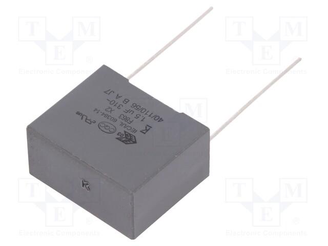 Capacitor: polypropylene; X2; 1.5uF; 22.5mm; ±10%; 26.5x22x13mm