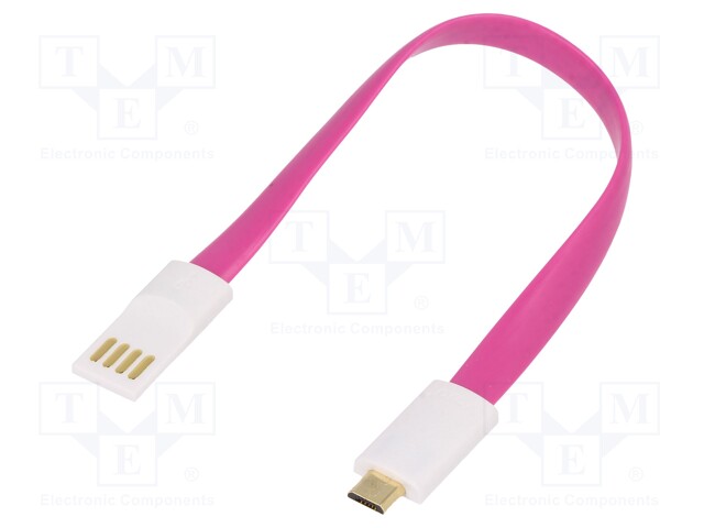 Cable; USB 2.0; USB A plug,USB B micro plug; gold-plated; 22mm