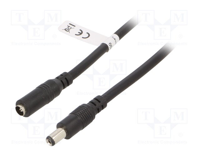 Cable; DC 5,5/2,1 socket,DC 5,5/2,1 plug; 10m; black