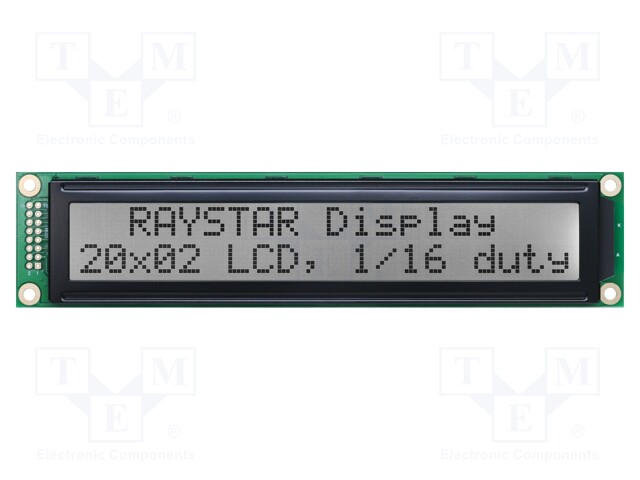 Display: LCD; alphanumeric; FSTN Positive; 20x2; black; LED; PIN: 16