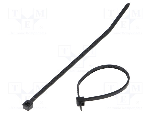 Cable tie; L: 99mm; W: 2.5mm; polyamide; 80N; black; Ømax: 22mm