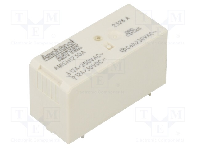 Relay: electromagnetic; SPDT; 230VAC; 12A; 8A/250VAC; 8A/30VDC; PCB