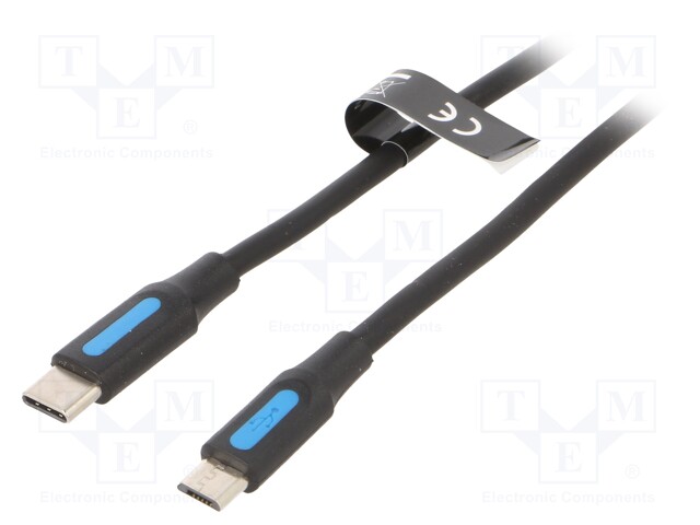 Cable; USB 2.0; USB B mini plug,USB C plug; nickel plated; 0.5m