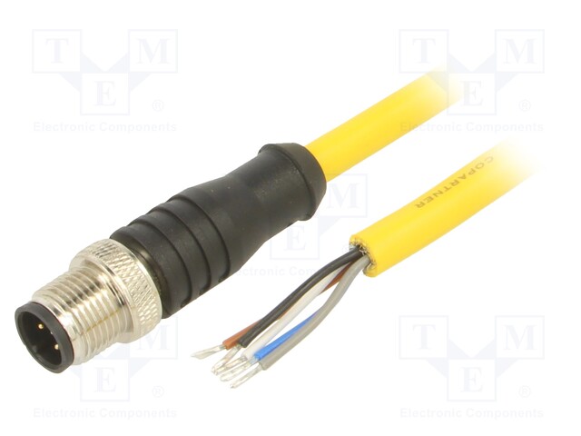 Connection lead; M12; PIN: 5; straight; 10m; plug; 250VAC; 4A; PVC