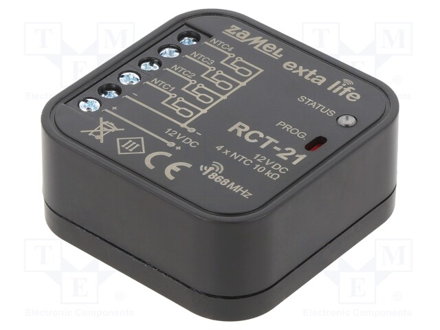 Wireless temperature sensor; EXTA LIFE; IP20; 12VDC; flush mount