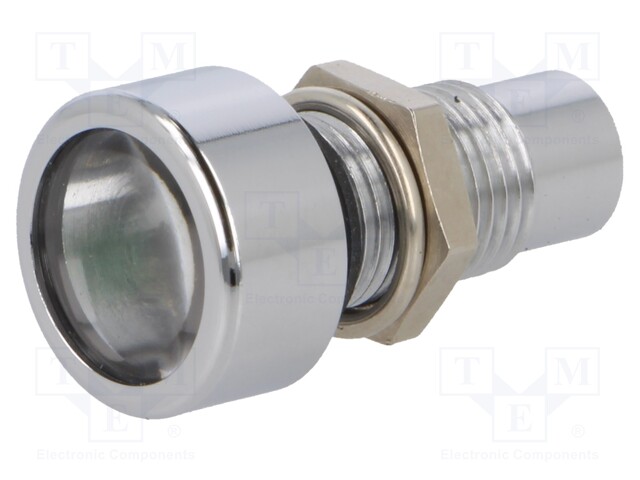 Indicator: LED; prominent; Cutout: Ø8.2mm; IP67; brass