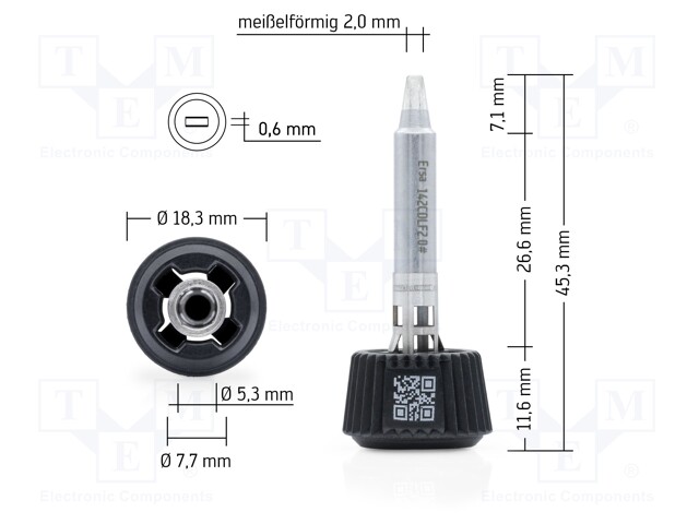 Tip; chisel; 2mm; longlife; for soldering station; ERSA-0ICT1000A