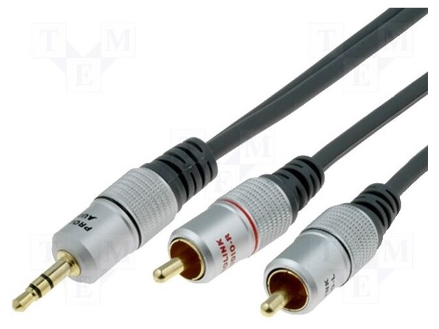 Cable; Jack 3.5mm plug,RCA plug x2; 5m; black