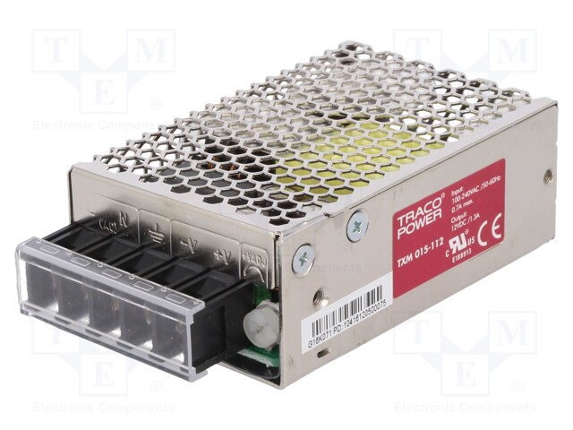 Power supply: switched-mode; modular; 15W; 12VDC; 79x51x28.8mm