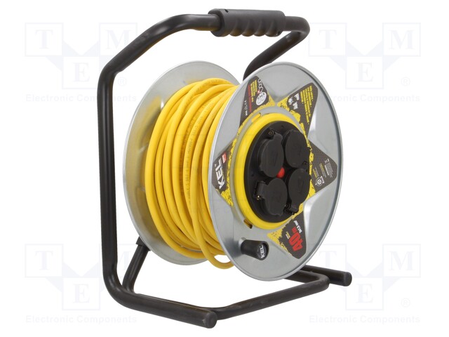 Extension lead; reel,with non-rotating sockets; Sockets: 4; 40m