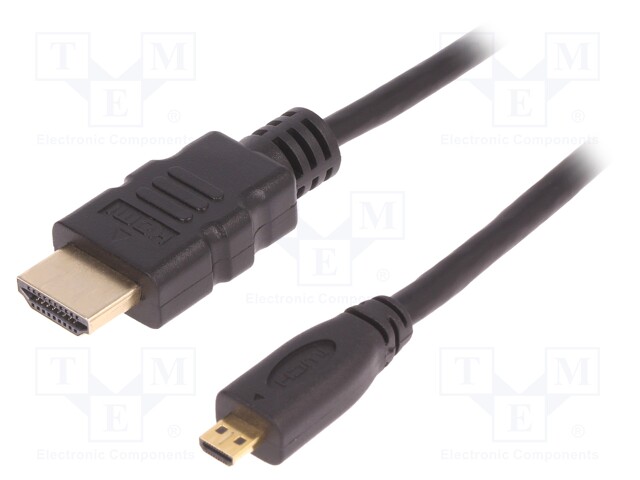 Cable; HDMI 1.4; HDMI micro plug,HDMI plug; 2m; black