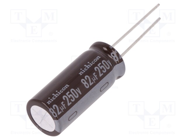 Capacitor: electrolytic; THT; 82uF; 250VDC; Ø12.5x31.5mm; ±20%