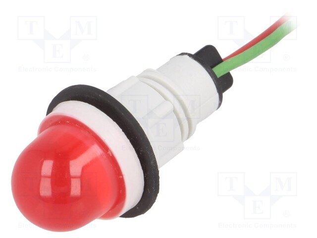 Indicator: LED; prominent; 24VDC; 24VAC; Cutout: Ø13mm; 300mm leads