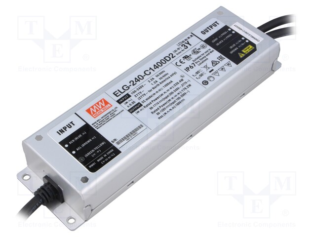 Power supply: switched-mode; LED; 239.4W; 86÷171VDC; 1.4A; IP67