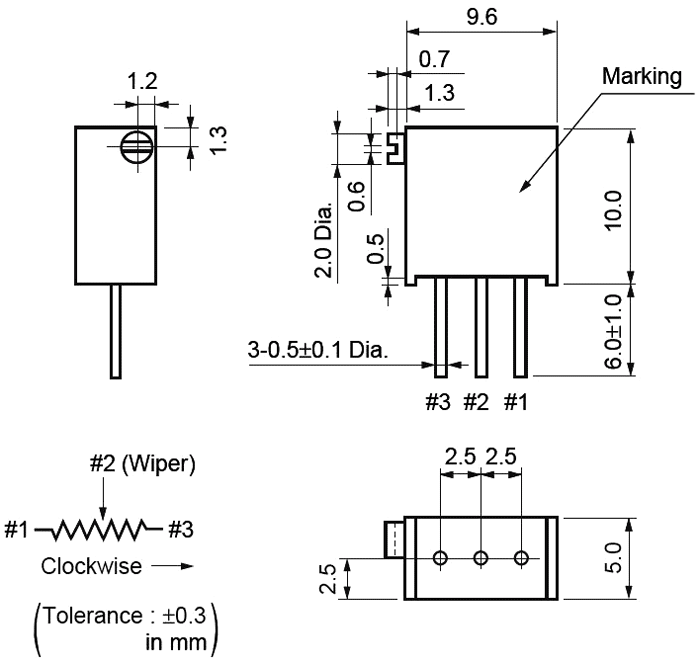 Potentiometer: mounting; vertical; 500Ω; 500mW; THT; ±10%; linear