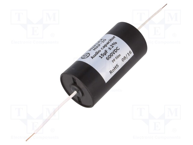 Capacitor: polypropylene; 15uF; 600VDC; ±2%; Ø35x65mm; -25÷85°C