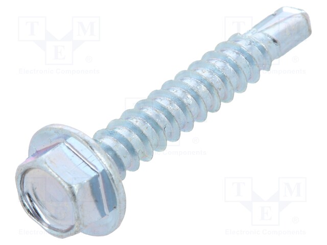 Screw; for metal; 3,5x22; Head: hexagonal; hardened steel; zinc