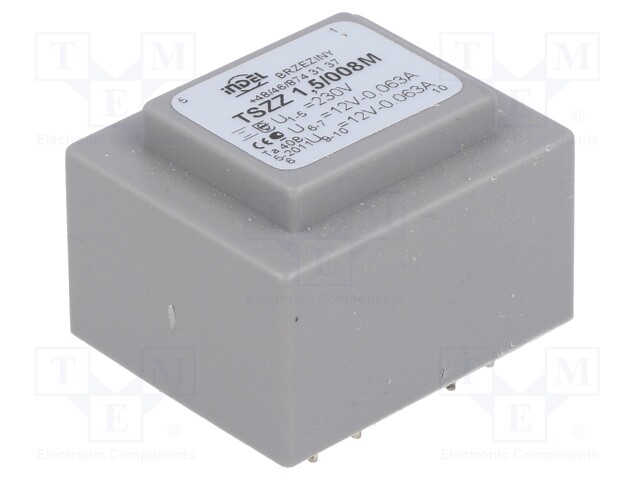 Transformer: encapsulated; 1.5VA; 230VAC; 12V; 12V; 0.05A; 0.05A