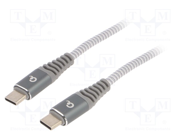 Cable; USB 2.0; USB C plug,both sides; 1.5m; white-grey; 0.48Gbps