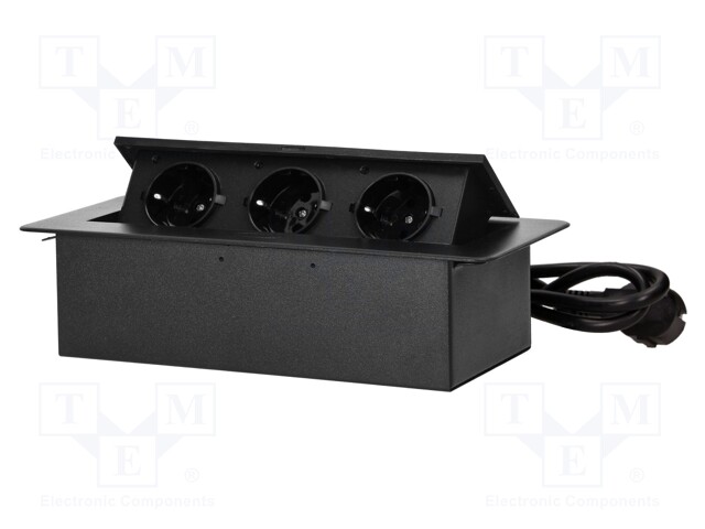 Plug socket strip: furniture; IP20; 3680W; black; 112x226mm