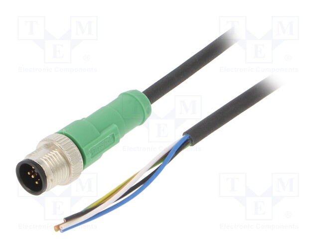 Connection lead; M12; PIN: 5; straight; 5m; plug; 60VAC; 4A; -25÷90°C