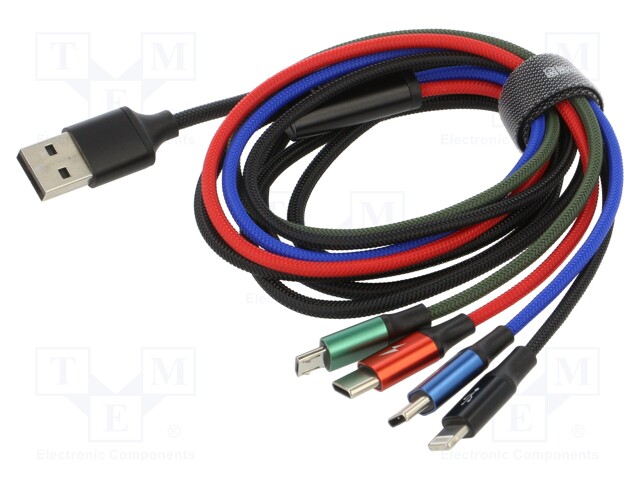 Cable; High Speed,USB 2.0; 1.2m; black; textile; 3.5A