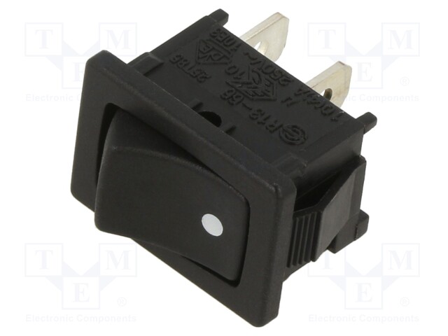 ROCKER; SPST; Pos: 2; OFF-ON; 10A/24VDC; black; none; Rcont max: 50mΩ