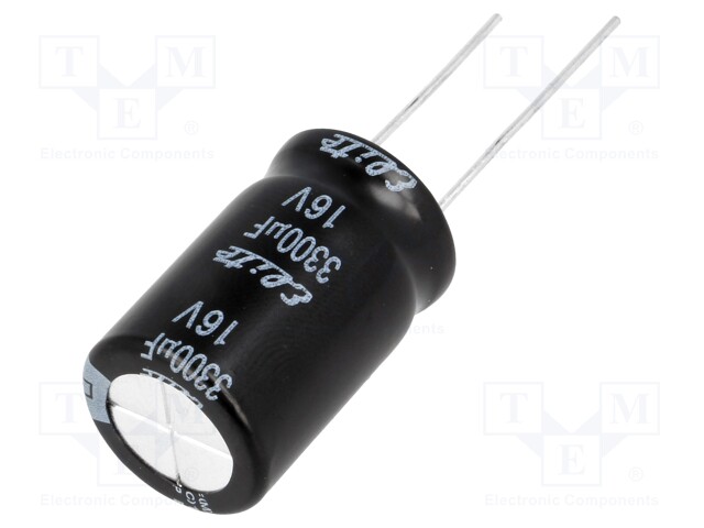 Capacitor: electrolytic; THT; 3300uF; 16VDC; Ø16x25mm; Pitch: 7.5mm