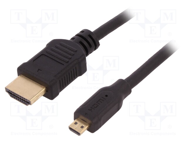 Cable; HDMI 1.4; HDMI micro plug,HDMI plug; 1m; black