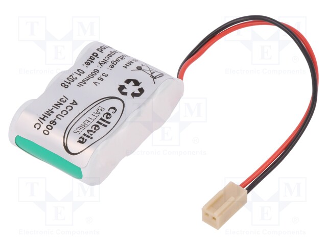 Re-battery: Ni-MH; 2/3AA,2/3R6; 3.6V; 600mAh; 42.5x29x14.7mm