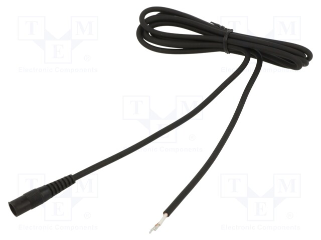 Cable; wires,DC 5,5/2,1 socket; straight; 0.75mm2; black; 3m