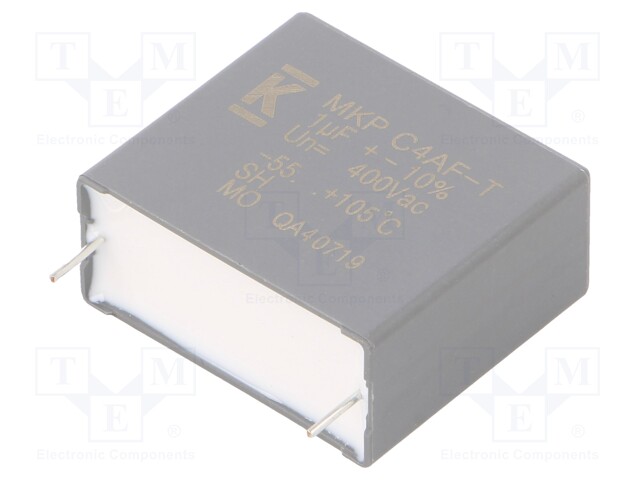 AC Film Capacitor, 1 µF, 400 VAC, Metallized PP, ± 10%, C4AF Series, Radial Box