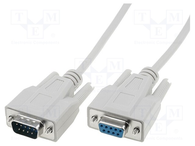 Cable; D-Sub 9pin socket,D-Sub 9pin plug; 5m; grey; shielded